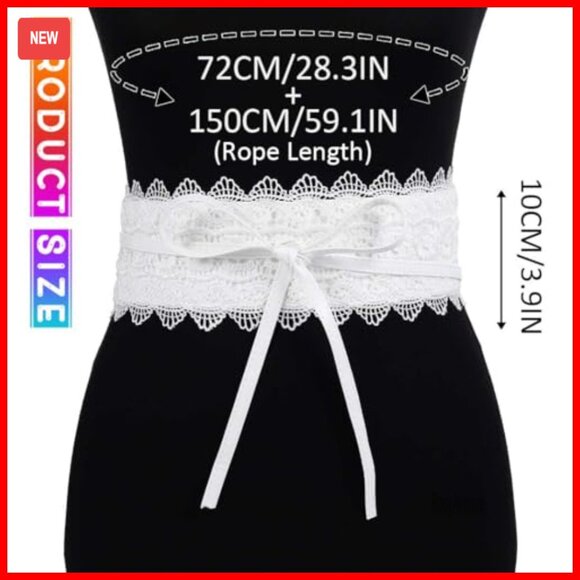 Adjustable Lace Obi Waist Belt, Free Size, Faux Leather Wrap Corset main image 6